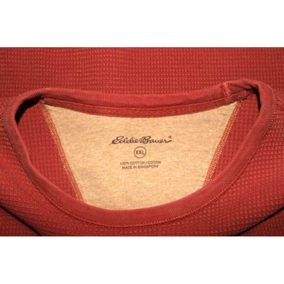 EDDIE BAUER Thermal Waffle Cotton Long-Sleeve Shirt in Brick - Size XXL - Picture 4 of 8
